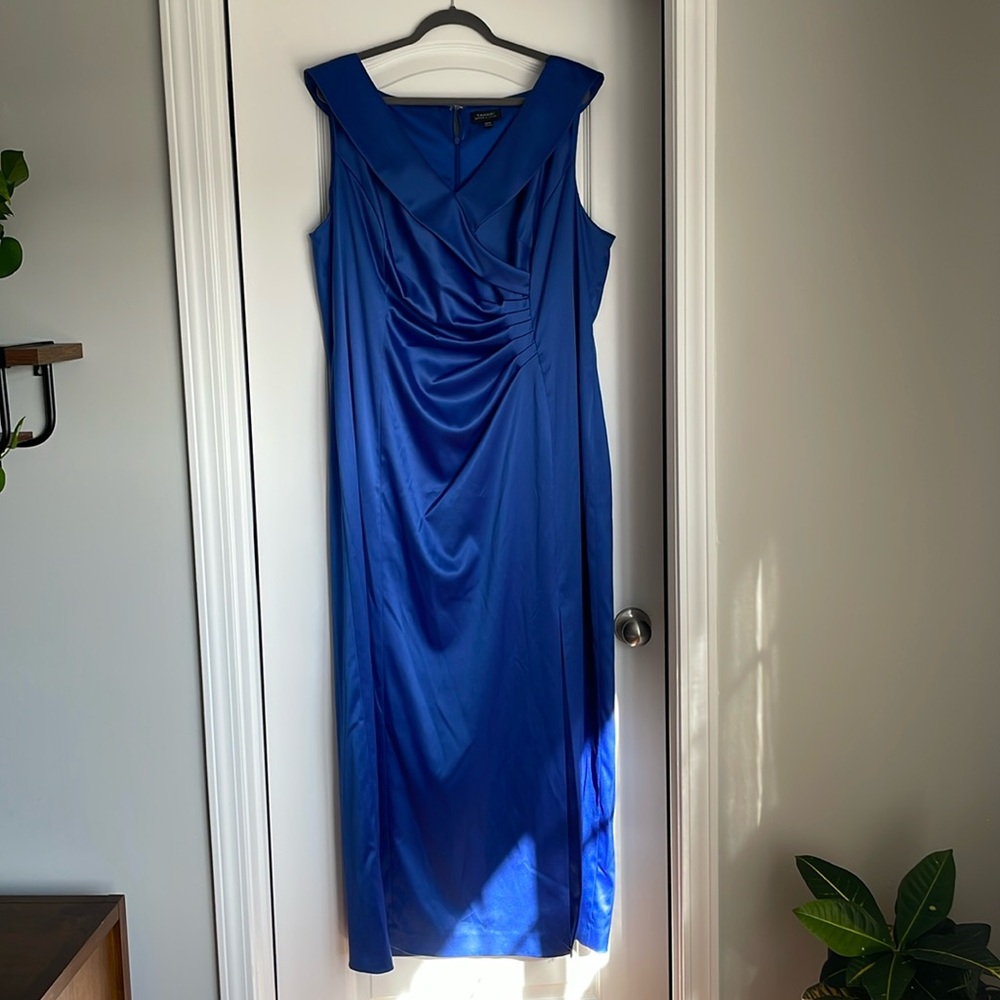 Blue satin gown